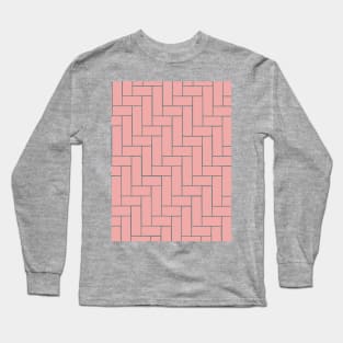 Pink Geometric Tiles with Green Outline Long Sleeve T-Shirt